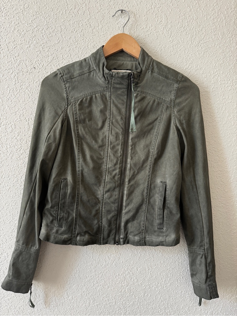 Marrakech Anthropologie Olive Green Zip-Front Jacket